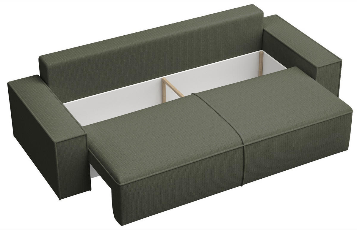 SOFA Farese Salbeigrün mit Cordbezug - Hellgrün, Textil (257/85/102cm) - Selsey