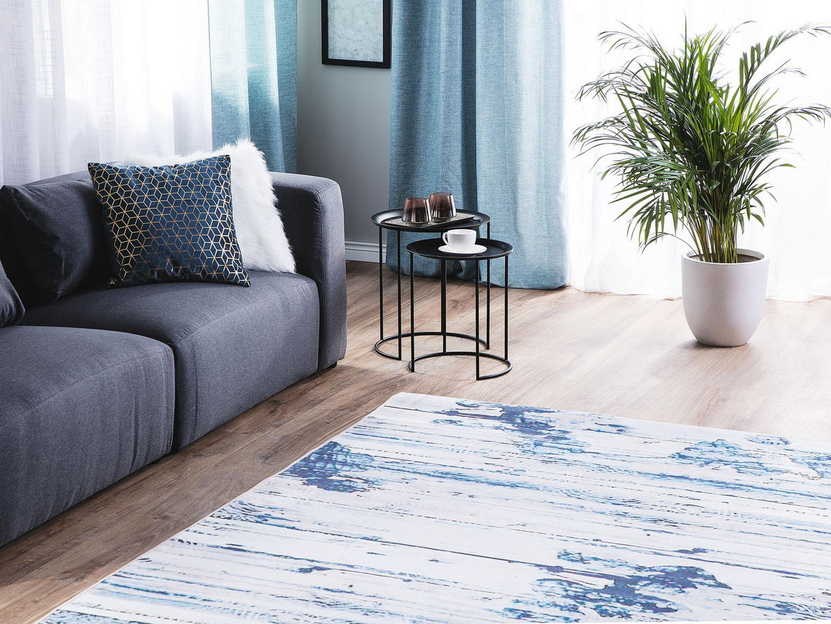 KURZFLOR-TEPPICH Burdur 230/160 cm - Blau, Kunststoff (160/230cm) - Beliani