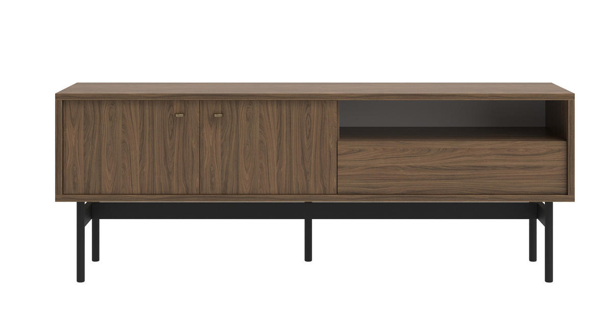 TV-ELEMENT Olar Holzoptik Carini Nussbaum 154 cm - Goldfarben/Schwarz, Holzwerkstoff/Metall (154/56.6/38cm) - Selsey