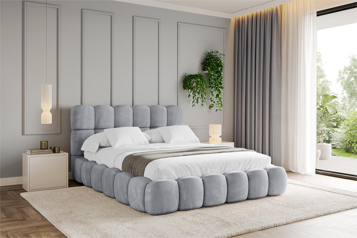POLSTERBETT mit Bettkasten und Lattenrost, Bett mit Matratze H3/H4 - LEYA 120x200 Hellgrau - Hellgrau, Holzwerkstoff/Textil (120/200cm) - ALTDECOR