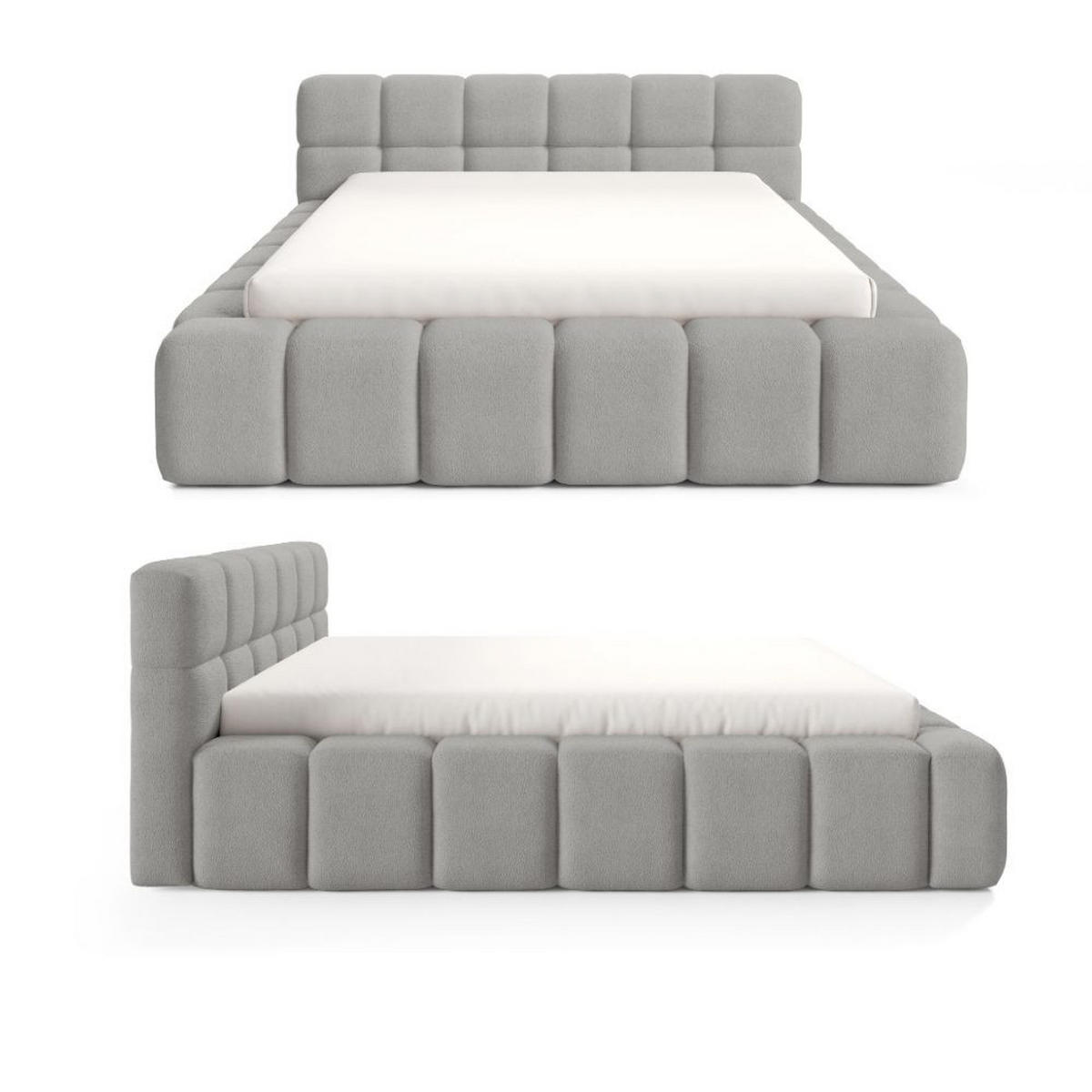 POLSTERBETT NUBO PREMIUM 180x200 cm mit Bettkasten – Stoff QUELLE 83 - Grau, Holz (180/200cm) - Dekori_Interiors