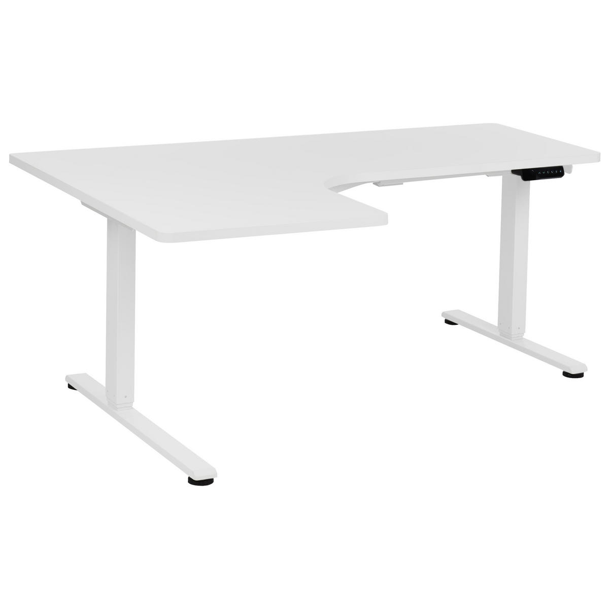 ECKSCHREIBTISCH elektrisch höhenverstellbar 160/109 cm Weiß linksseitig Destines - Weiß, Holzwerkstoff/Metall (109/160/60cm) - Beliani