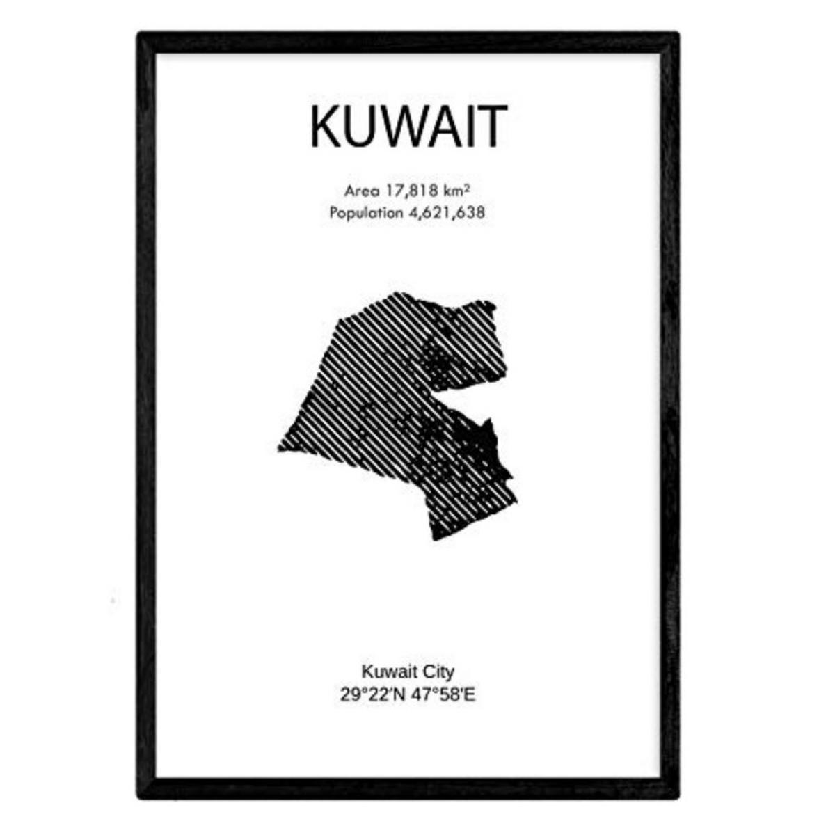 POSTER Country Map – Kuwait A3 Rahmenlos - Klar, Papier (29.7/5/42cm) - Nacnic