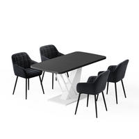 JEDILNA MIZA Fenaro, Črna/Bela, 120 x 80 cm s 4 jedilnimi stoli - črna/bela, leseni material (120/76/80cm) - Vicco