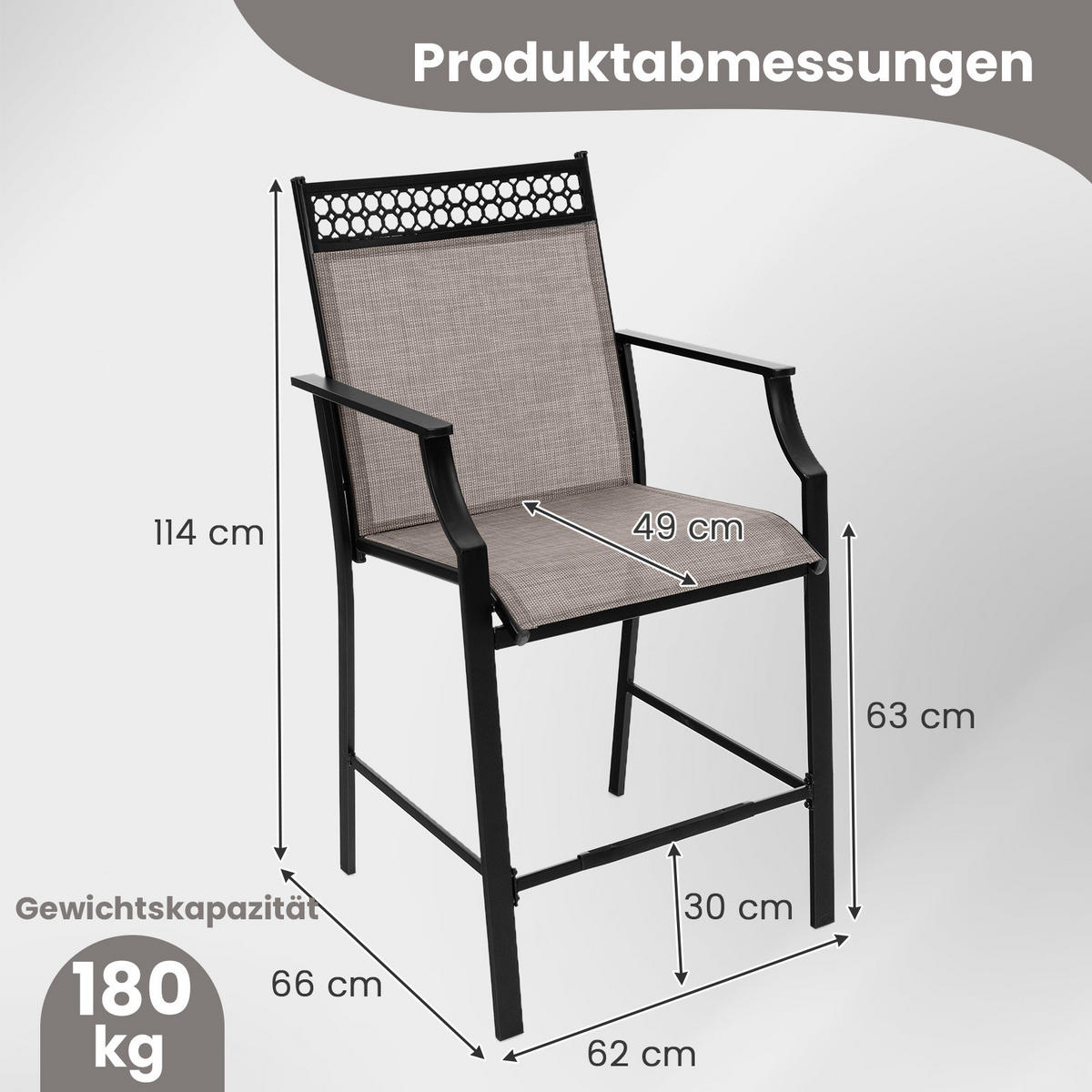 GARTENSTÜHLE Kaffee(2er-Set) - Braun, Metall (62/114/66cm) - COSTWAY