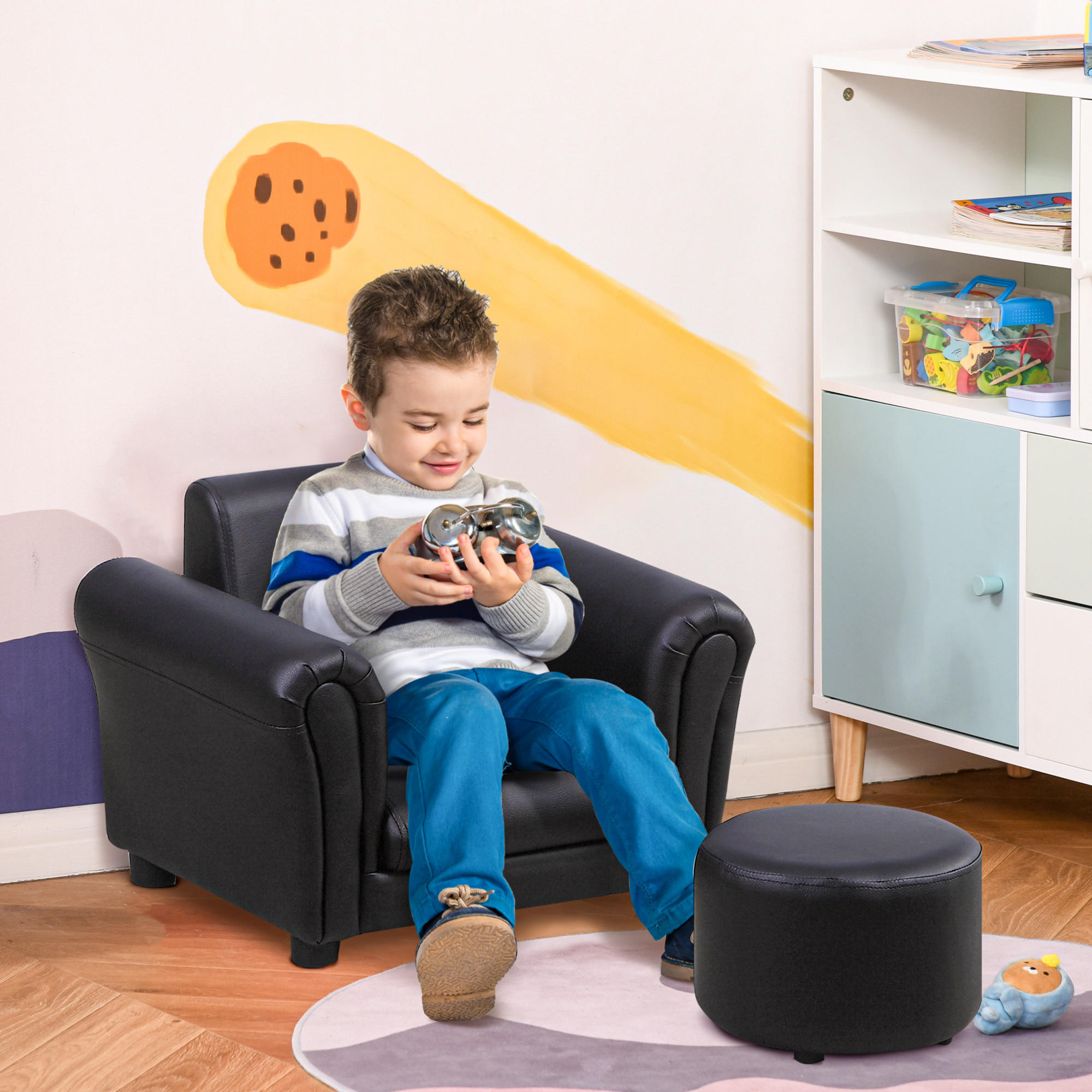 KINDERSESSEL, Schwarz, Holz, kunststoff - Schwarz, Holz (42/41/54cm) - HOMCOM