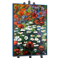 GEMÄLDE Blühende Weiten Schattenfugenrahmen Blau 120x80 cm - Blau, Holz (120/80cm) - YS-art gallery