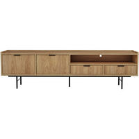 LOWBOARD Evron mit 2 Schubalden und 2 Tür, Walnuss - Eichefarben/Schwarz, Holzwerkstoff/Metall (200/55/40cm) - Beautysofa