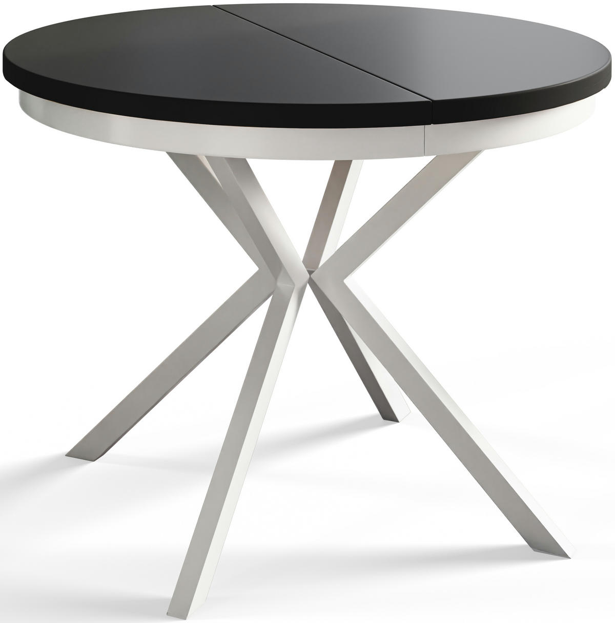 ESSZIMMERTISCH BERGO, ausziehbarer Tisch 120 cm/200 cm, Farbe: Schwarz, mit Metallbeinen in Farbe Weiß - Schwarz/Weiß, Holzwerkstoff (120/120/76cm) - Alpi-Möbel