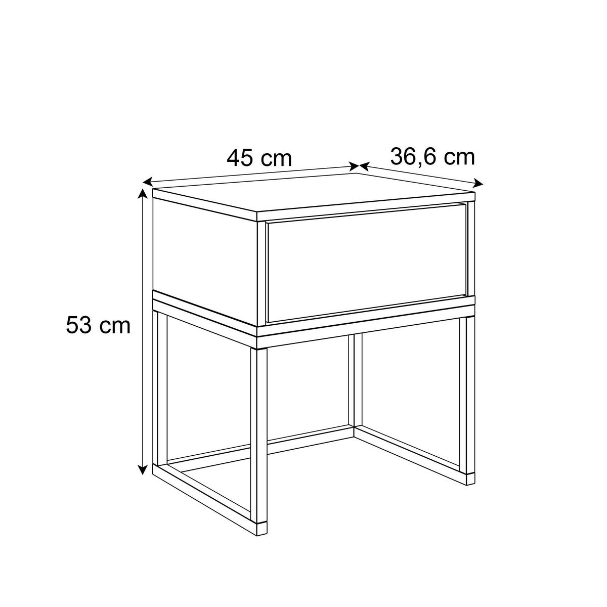 NACHTTISCH BLANCO LOFT Weiß Hochglanz auf schwarzem Gestell PUSH OPEN - Weiß Hochglanz, Holzwerkstoff (45/53/37cm) - Lookway