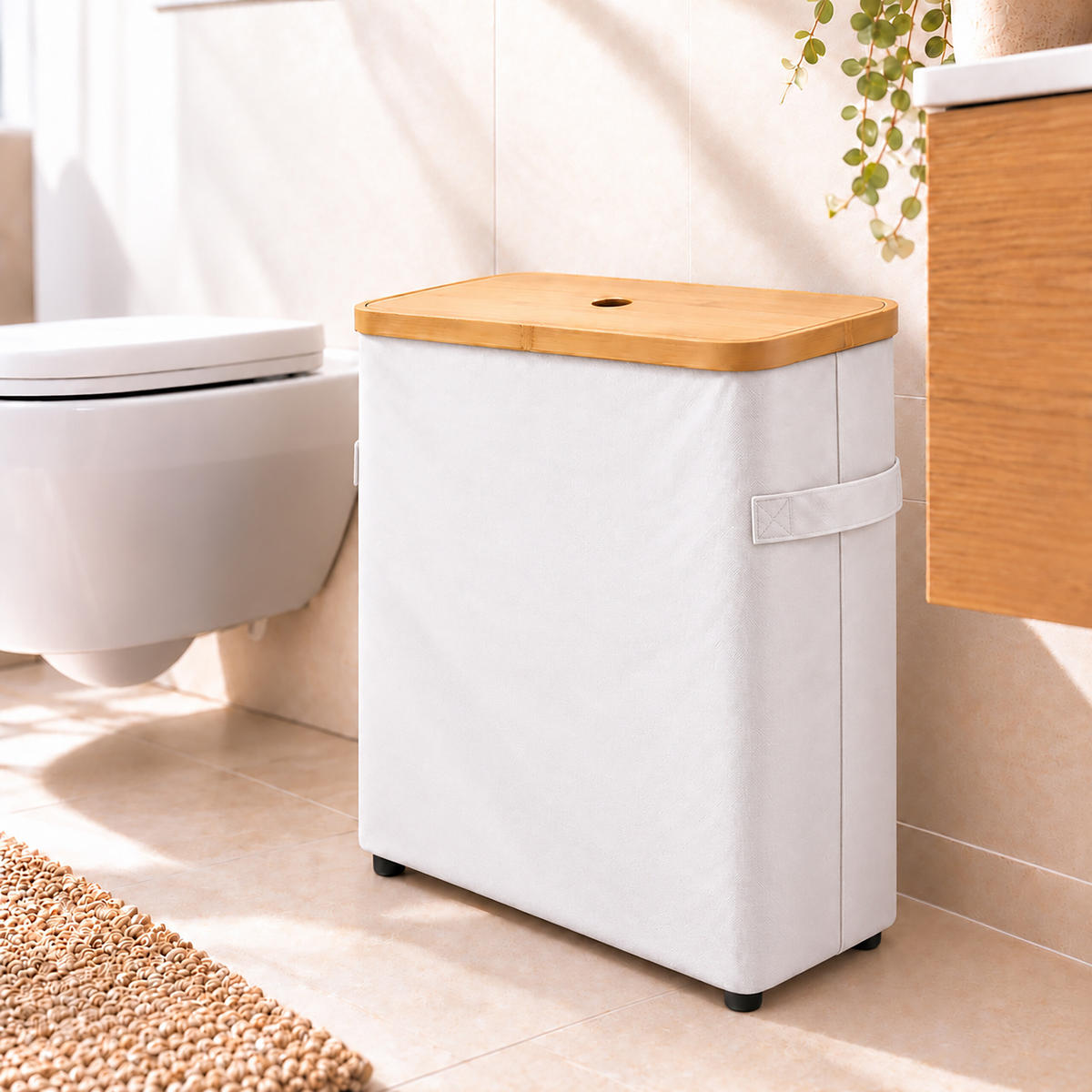 TOILETTENPAPIERBOX Weiß Bambus 24 Rollen - Weiß, Holz/Kunststoff (45/72/30cm) - Relaxdays