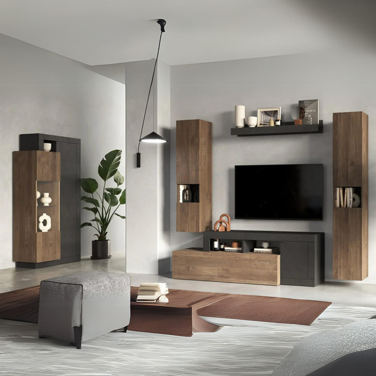 VITRINE 2-türig aus Glas ohne Beleuchtung Journey - H188 cm - Schwarz, Holzwerkstoff (42/188/87cm) - Calicosy