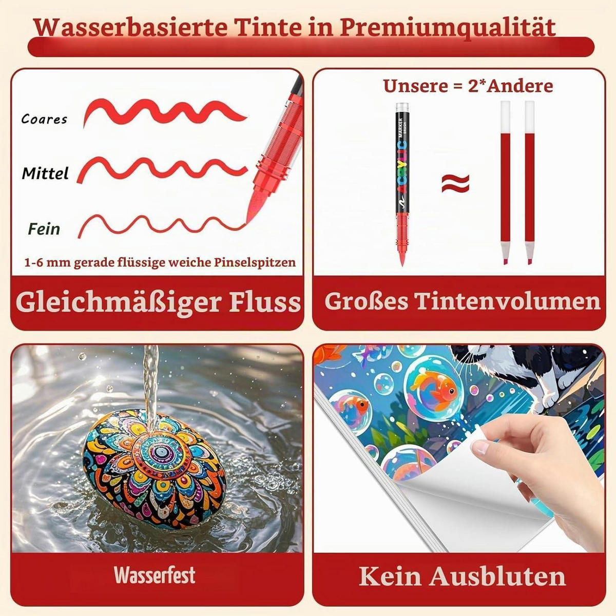 ACRYLSTIFTE Set 120 Farben mit flexibler Pinselspitze - Multicolor, Kunststoff (14/7/30cm)
