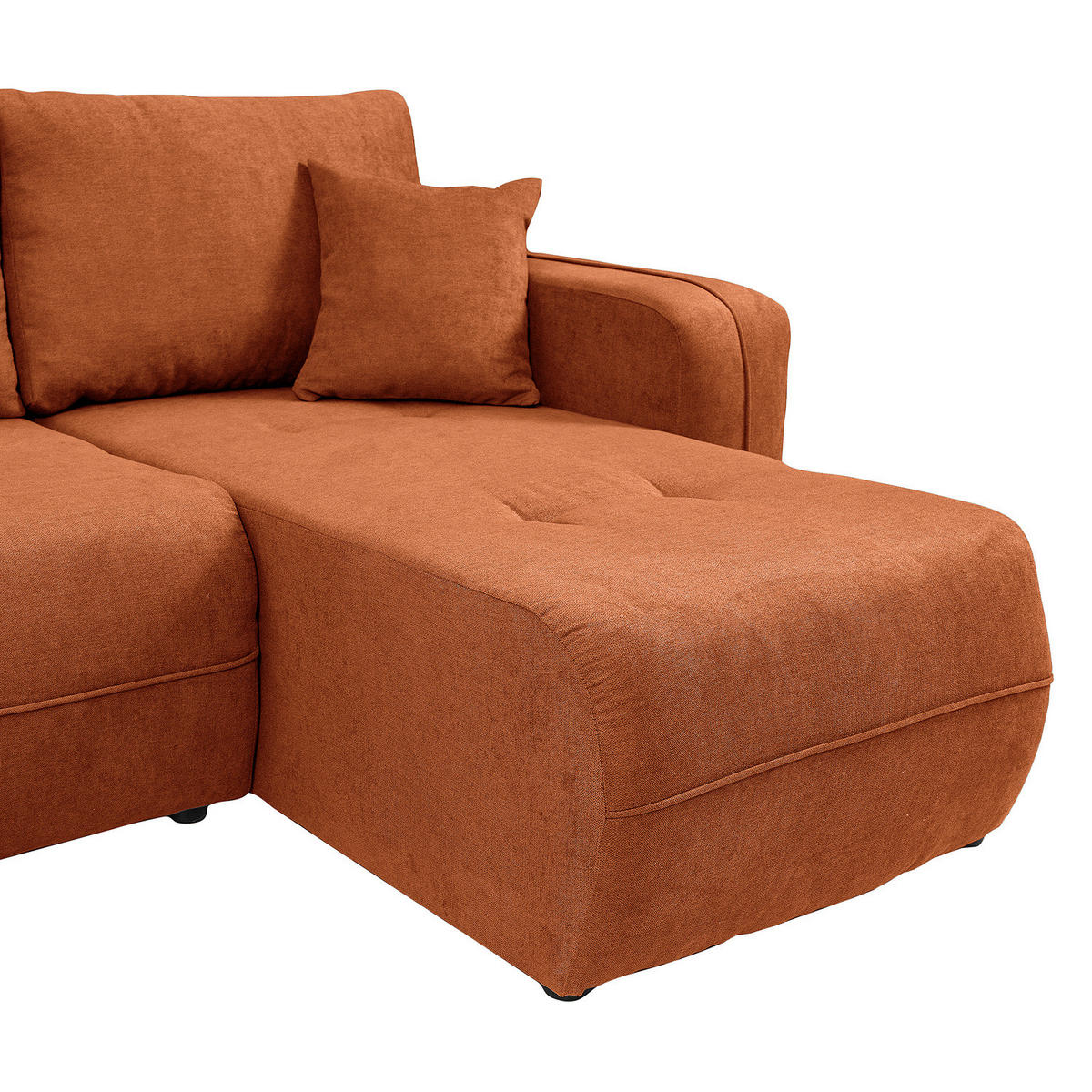 WOHNLANDSCHAFT - Schwarz/Orange, Kunststoff/Textil (312/82/145cm) - home24