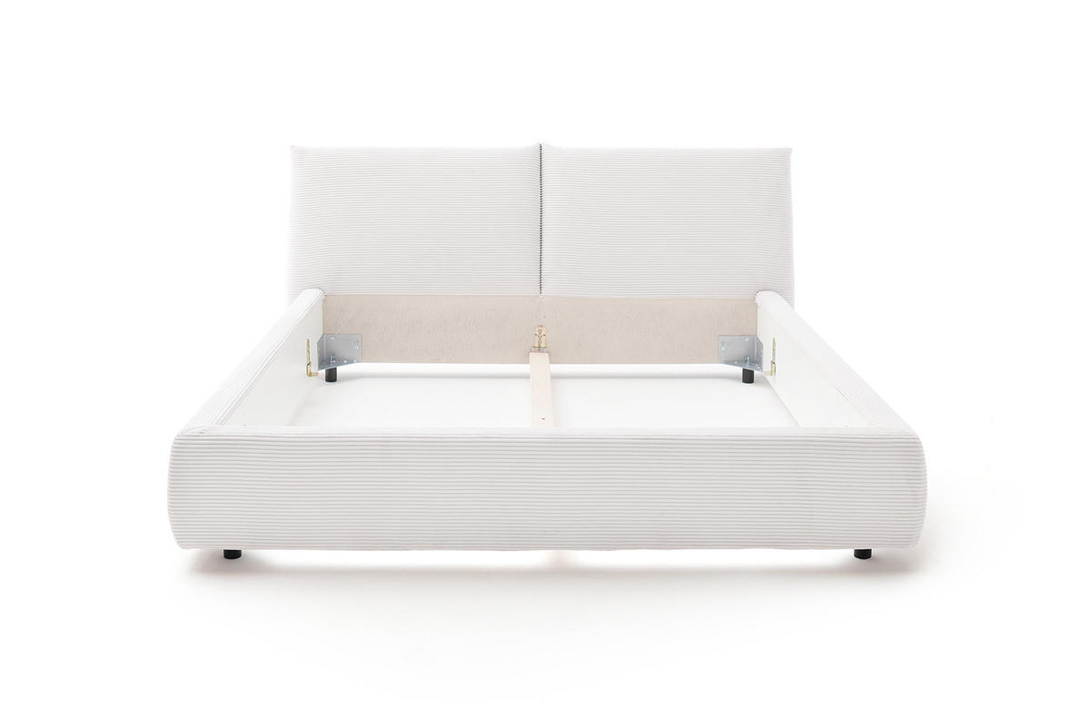 POLSTERBETT HENRY Weiß Cord - Schwarz/Weiß, Textil (200/200cm) - KAWOLA