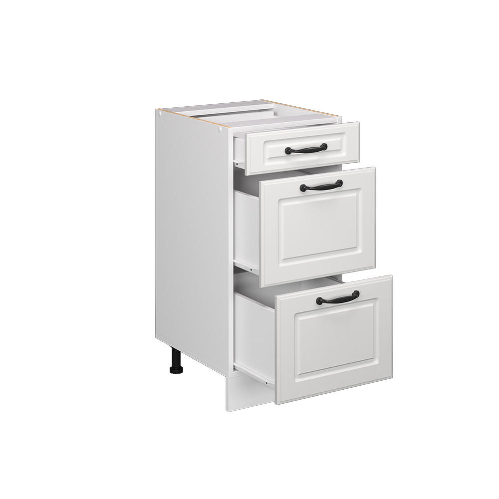 KÜCHENUNTERSCHRANK R-Line Weiß Landhaus 40 cm mit Schubladen, ohne AP - Creme/Weiß, Holzwerkstoff (40/81.6/46cm) - Vicco