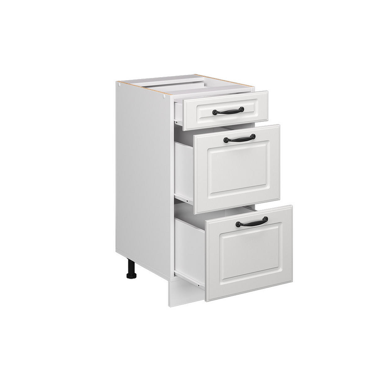 KÜCHENUNTERSCHRANK R-Line Weiß Landhaus 40 cm mit Schubladen, AP Eiche - Creme/Weiß, Holzwerkstoff (40/81.6/60cm) - Vicco