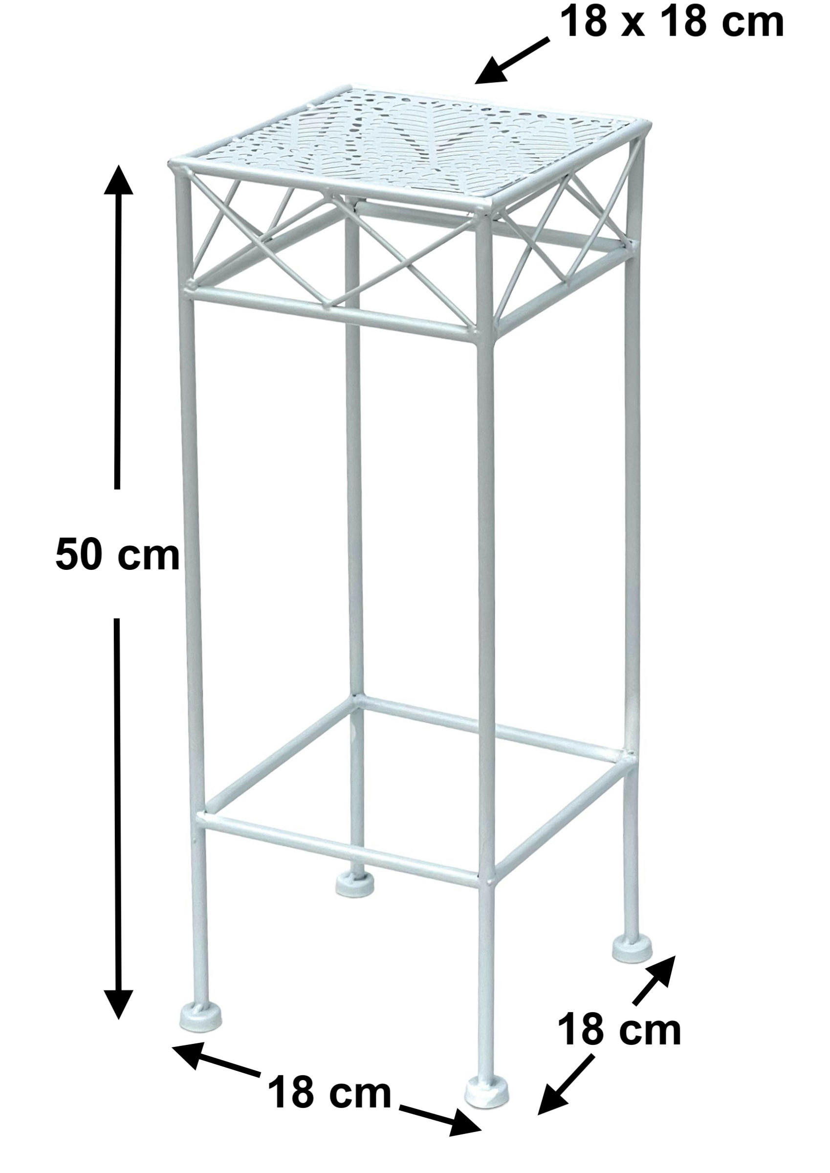 BLUMENHOCKER 50 cm Metall Weiß Eckig 96314 S - Weiß, Metall (18/50/18cm) - DanDiBo