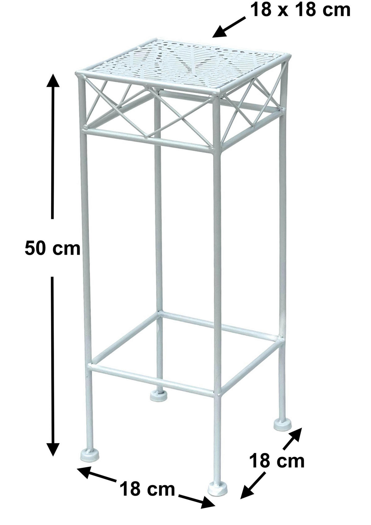 BLUMENHOCKER 50 cm Metall Weiß Eckig 96314 S - Weiß, Metall (18/50/18cm) - DanDiBo