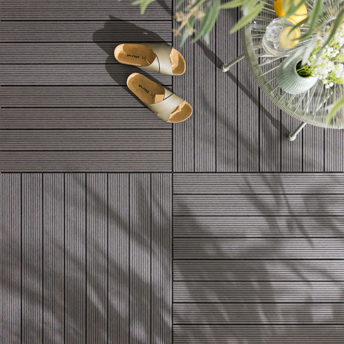 TERRASSENFLIESE - 12er-Set - Grau, Kunststoff (60/30/2cm) - home24