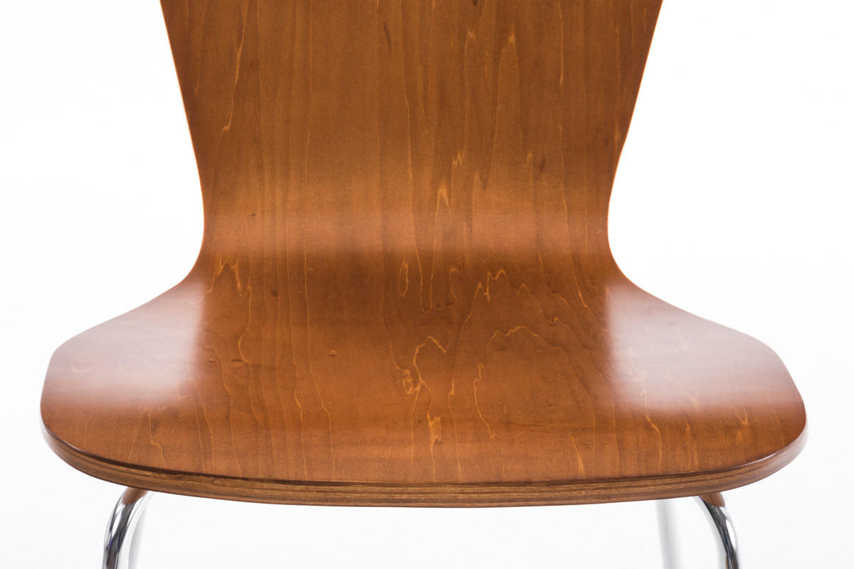 BESUCHERSTUHL Jaron mit Holzsitz und Metallgestell, Farbe: Braun - Chromfarben/Braun, Holz/Metall (43/84/50cm) - TPFLiving