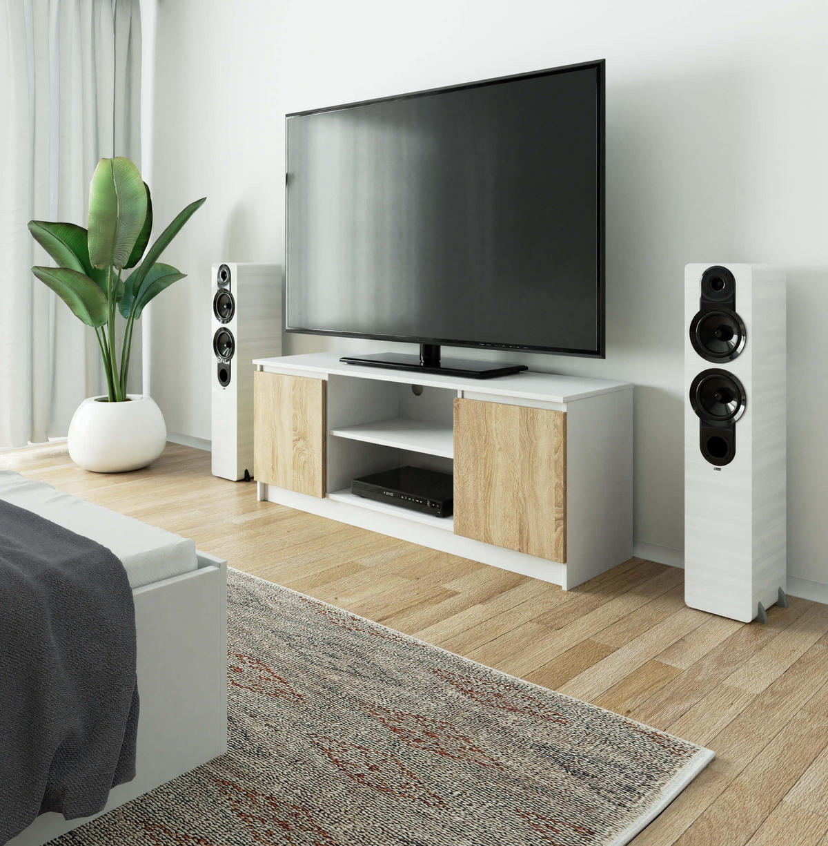 TV SKRINKA - biela, kompozitné drevo (140/55/40cm) - RAUMHIRSCH FURNITURE