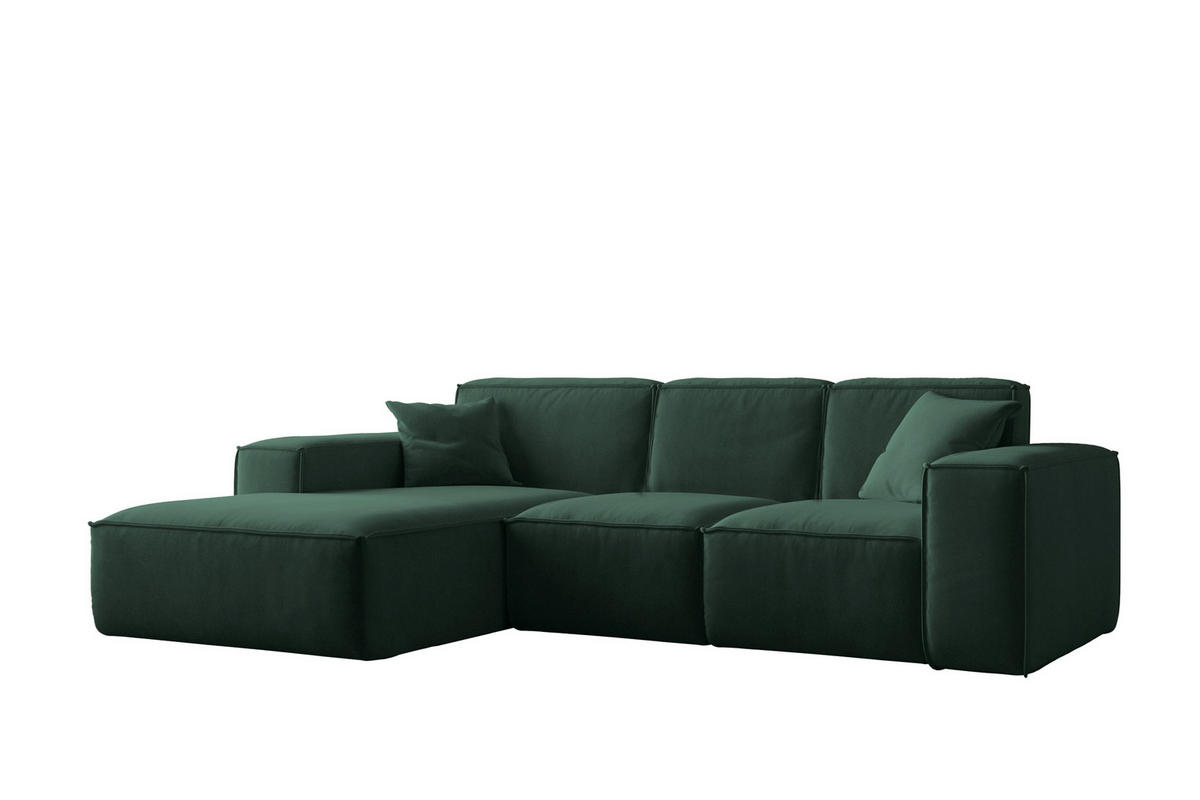 ECKSOFA L-Form Siena Stoff Salvador Grün Links - Grün, Holz (165/266cm) - Kaiser Möbel