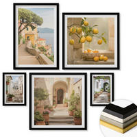 WANDBILDER 5er-Set - 50x50 cm & 20x30 cm & 40x60 cm Schwarzer Rahmen - Zitrusfrüchte in der Küche - Schwarz, Kunststoff (40/60cm) - ArtPrintCave