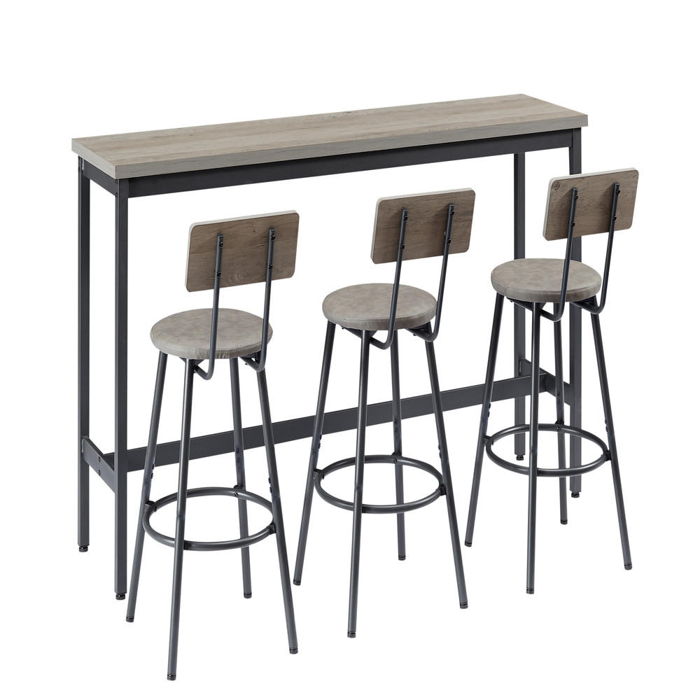 BARTISCH-SET 3 Hockern Industrie-Design Stahl 160cm - Grau, Holzwerkstoff/Metall (171/49.5/13.5cm) - Raelunyi