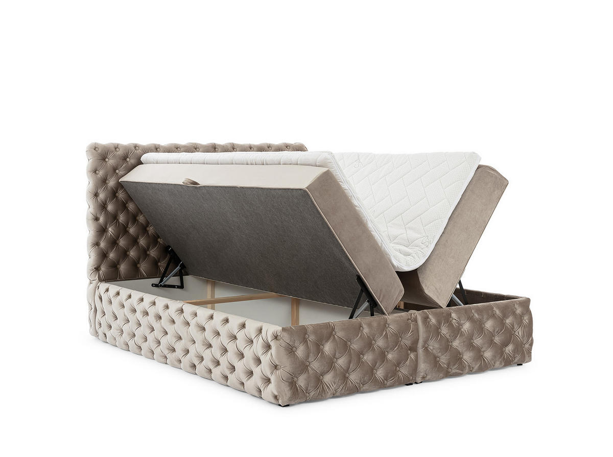BOXBETT mit zwei Stauraum 120x200 cm in Hellbeige - Beige, Textil (120/200cm) - Home Collective