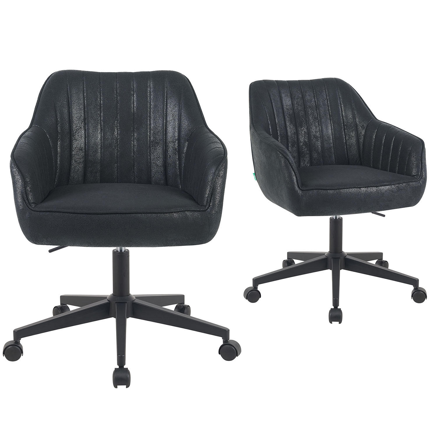 BÜROSTUHL Mika-Elio 2er-Set - Schwarz, Textil/Metall (60/79/61cm) - DUBI Möbel