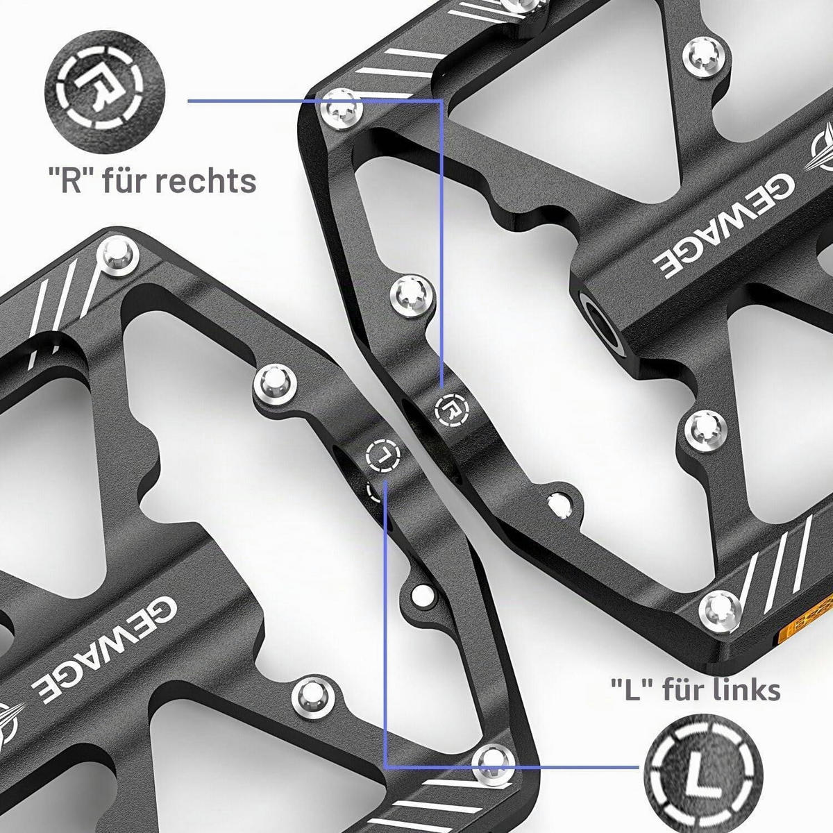 FAHRRADPEDALE Aluminium mit Reflektoren Schwarz - Schwarz, Metall (10.1/1.5/11.8cm)