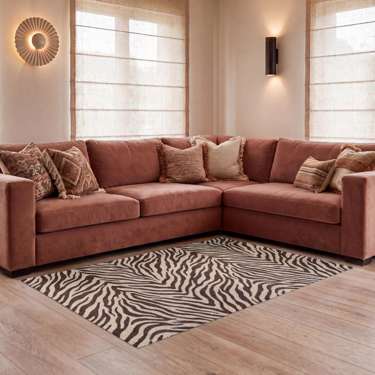 TEPPICH - Zebra - Streifen - Braun - 150x90 cm - Schwarz, Kunststoff/Textil (150/0.4cm) - OnlyWow