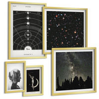 BILDER SET 5er Set - 50x50 cm & 20x30 cm & 40x60 cm Goldrahmen - Galaxie im Sonnensystem - Goldfarben, Kunststoff (40/60cm) - TULUP