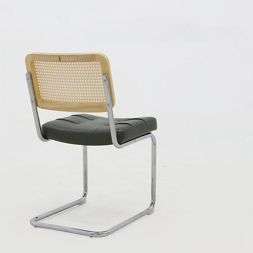 ESSZIMMERSTUHL 2er-Set, Samt-Rattan mit Chrombeinen, Grün - Grün, Leder/Metall (46.4/84.6/53cm) - KOMHTOM