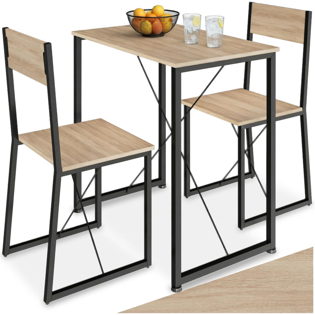 SITZGRUPPE Margate, mit höhenverstellbaren Kunststofffüßen, Industrial Holz hell, Eiche Sonoma - Naturfarben, Holzwerkstoff (80/90/138cm) - tectake