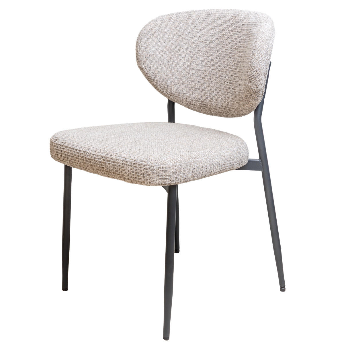 ESSZIMMERSTUHL Vajèn – Beige – Chenille – schwarzes Gestell – 2er-Set - Beige/Schwarz, Textil/Metall (48/80/57cm) - Giga Meubel