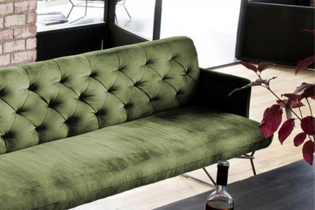ESSZIMMERBANK CHARME Grün Velvet - Olivgrün/Grün, Textil (246/85/68cm) - KAWOLA