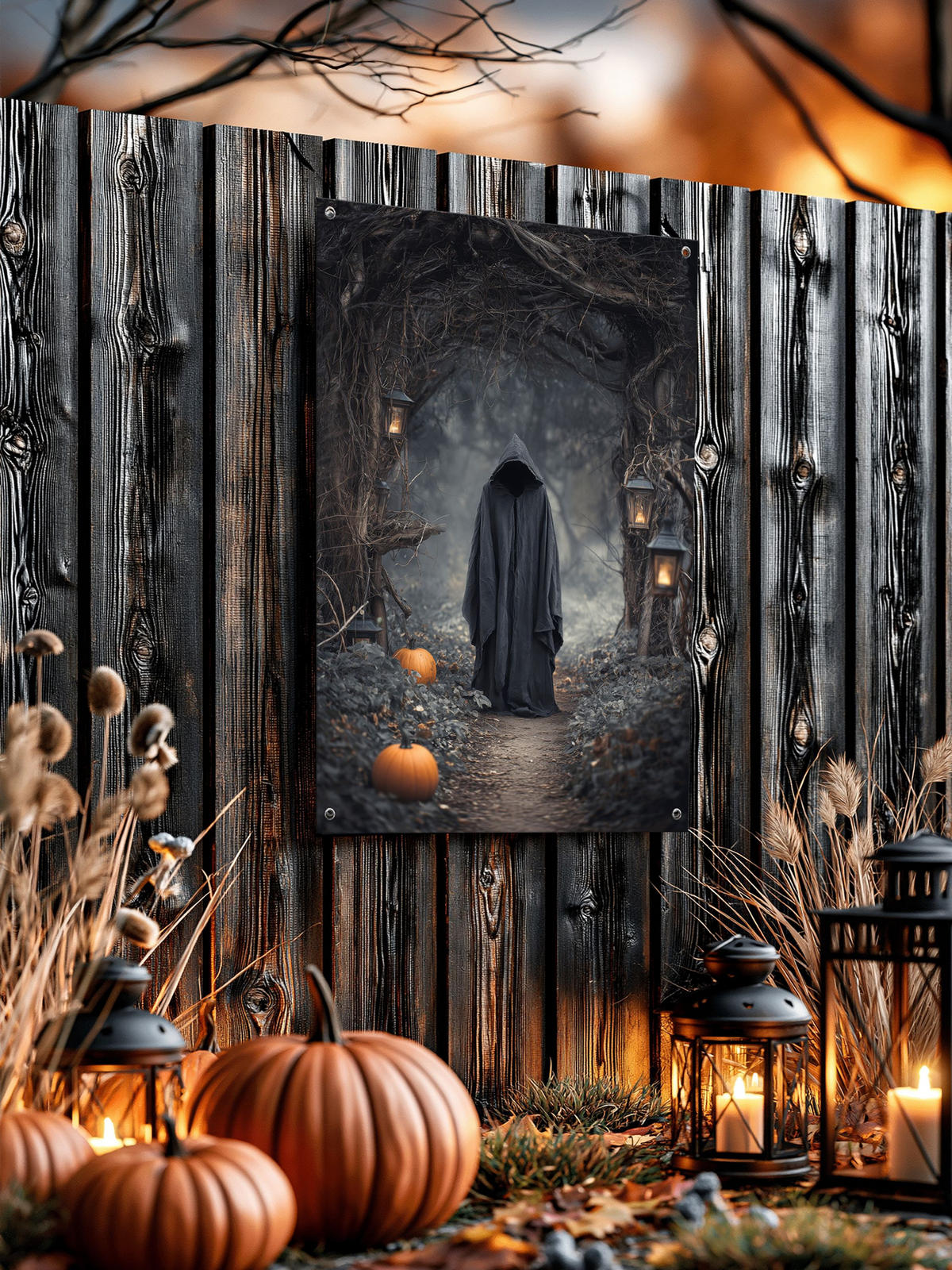GARTEN-POSTER 60x90 cm gruselige Halloween-Deko - Anthrazit, Kunststoff (60/90/2cm) - artissimo