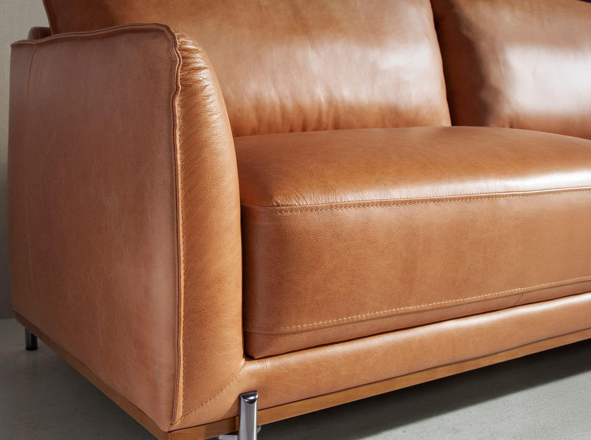 SOFA 2-Sitzer-Sofa aus braunem Leder 164/88/83 cm - Dunkelgrau/Braun, Leder (164/83/88cm) - ANGEL CERDA