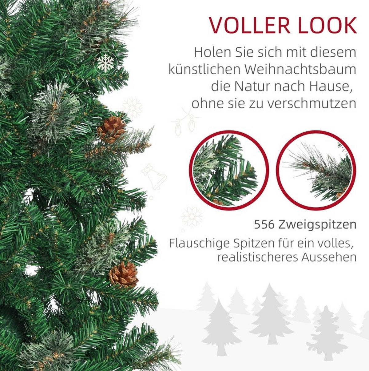 WEIHNACHTSBÄUME 54/54/195 cm grün aus Kunststoff flammenhemmend - Grün, Kunststoff (195cm) - OKWISH