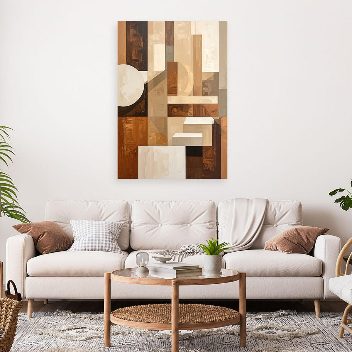 LEINWANDBILD 3D und geometrisch 80x120cm - Beige, Textil (80/120cm) - Feeby