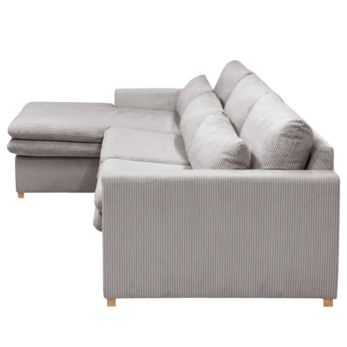 ECKSOFA mit Longchair - Hellgrau, Textil (299/164cm) - home24
