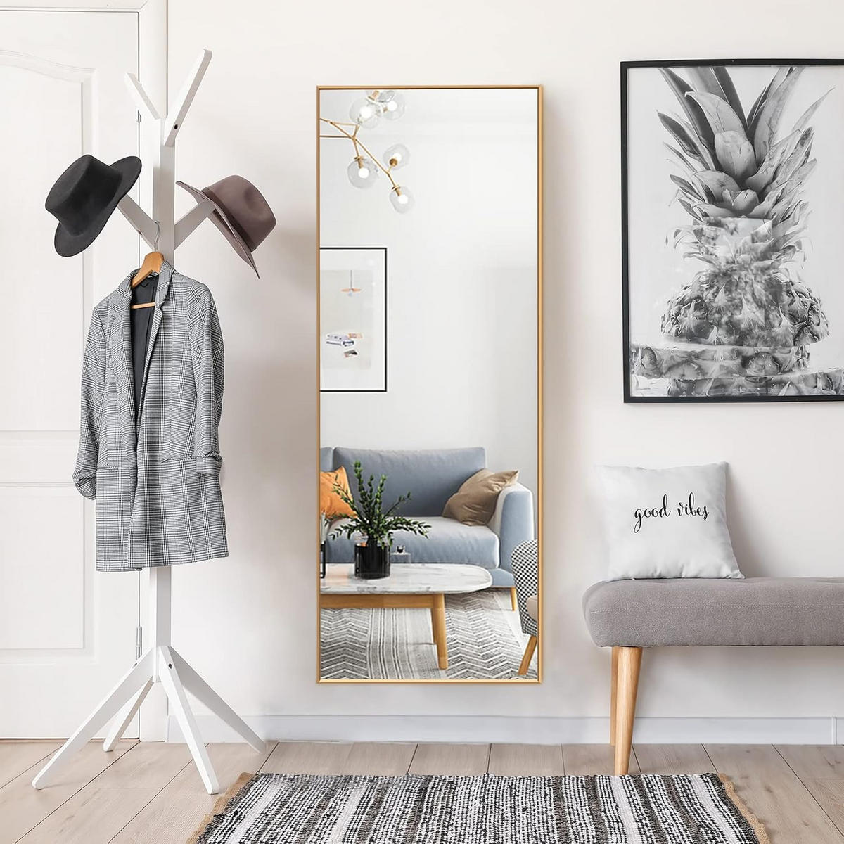 GANZKÖRPERSPIEGEL Gold - Goldfarben, Metall (4/150/56cm) - COSTWAY