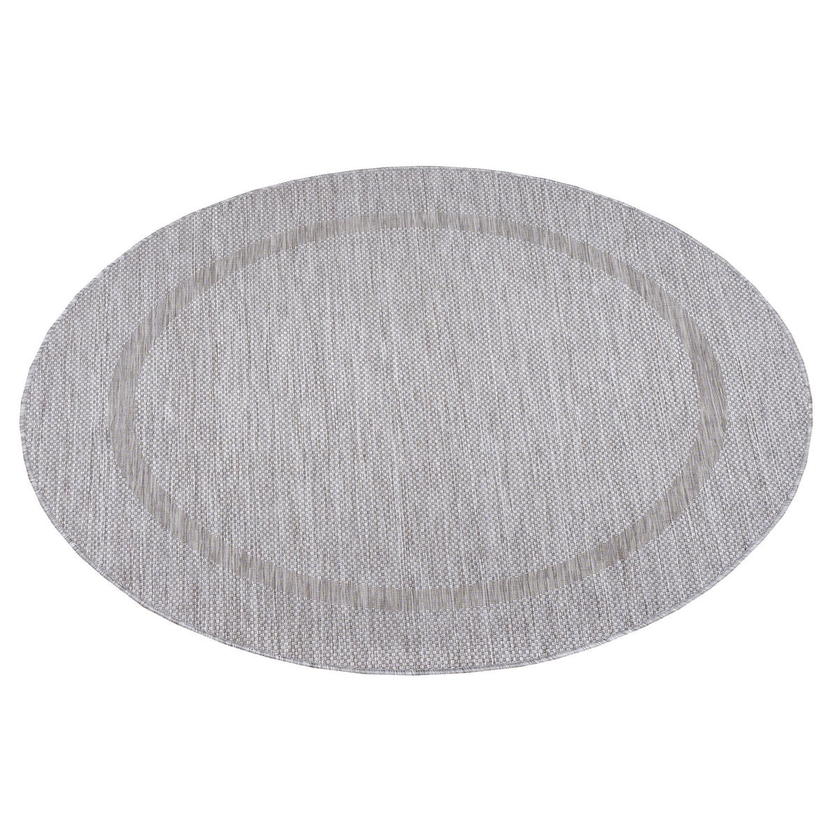 TEPPICH Outdoor Flachgewebe Uni-Design Polypropylen Balkon Silber Rund 200x200 - Silberfarben, Textil (200/200cm) - KADIMA DESIGN