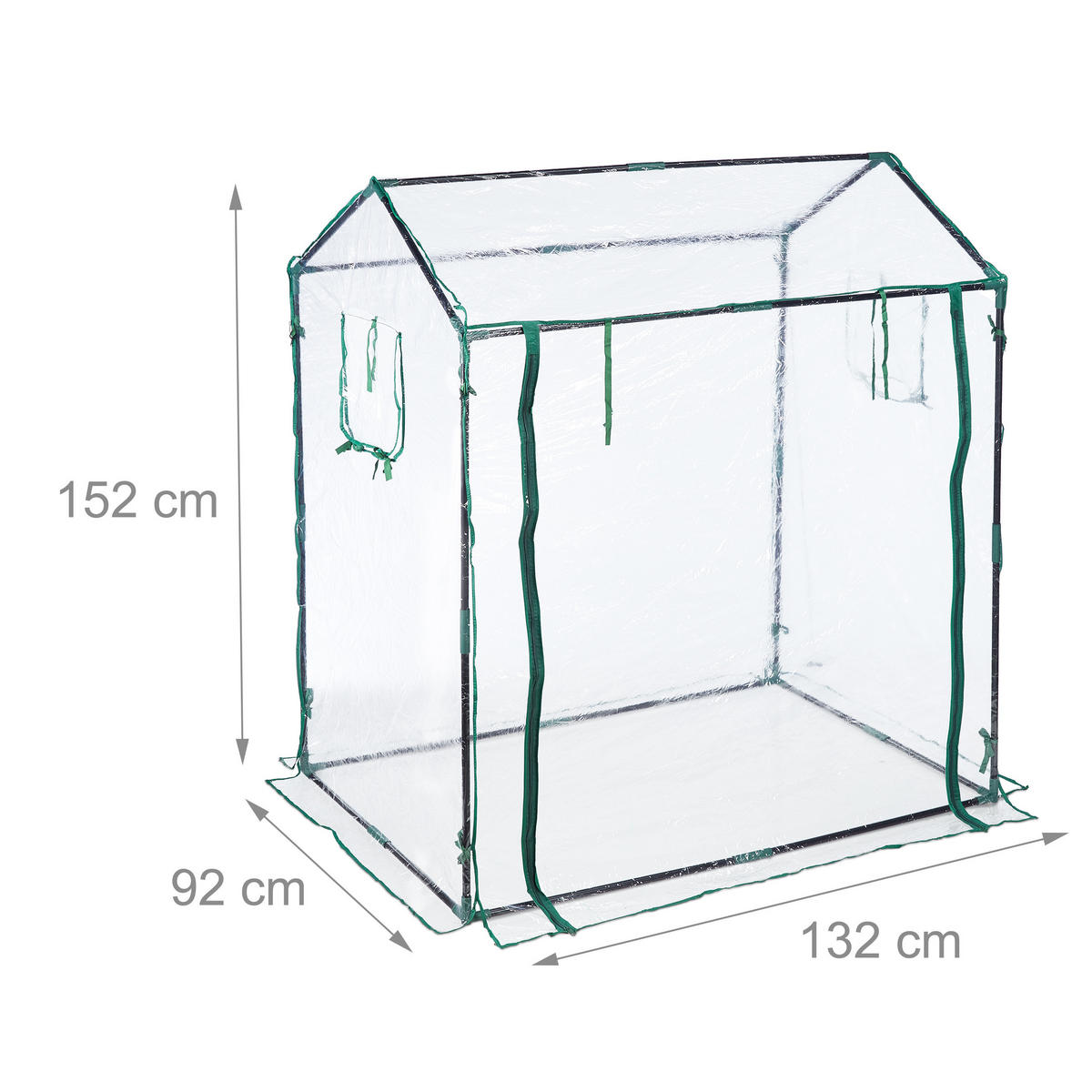 FOLIENGEWÄCHSHAUS - Transparent, Kunststoff/Metall (132/152/92cm) - Relaxdays