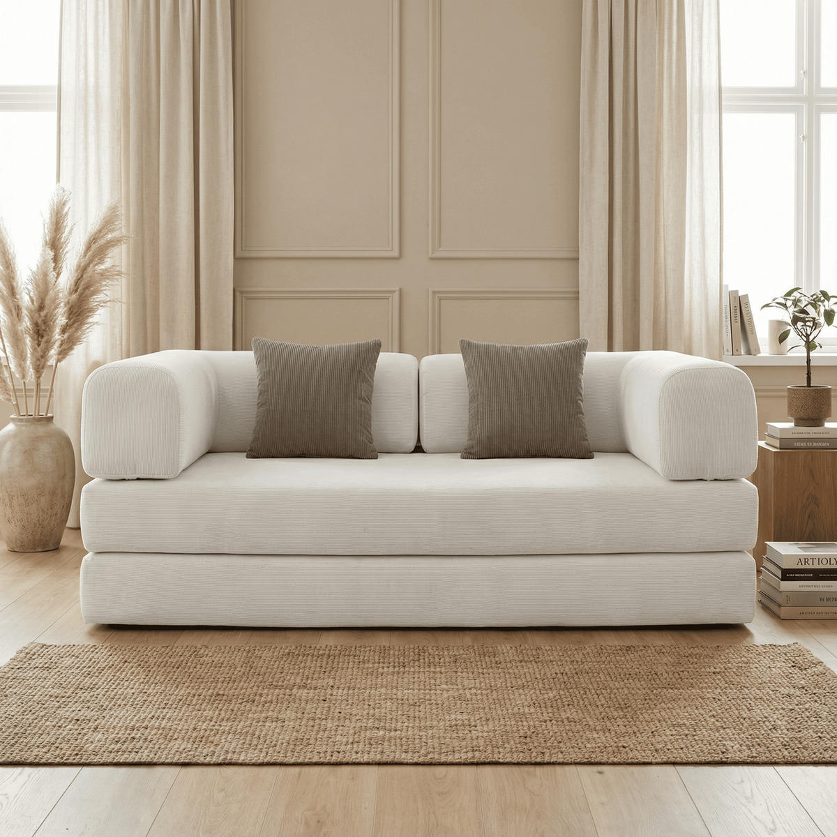SCHLAFSOFA Kaia Weiß Braun - Weiß, Textil (180/70/100cm) - COCO Living