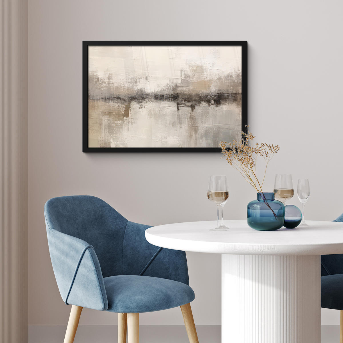 POSTER MIT RAHMEN Moderne Kunst - Abstrakt - Beige 60x40 cm - Beige, Papier (60/40cm) - MuchoWow