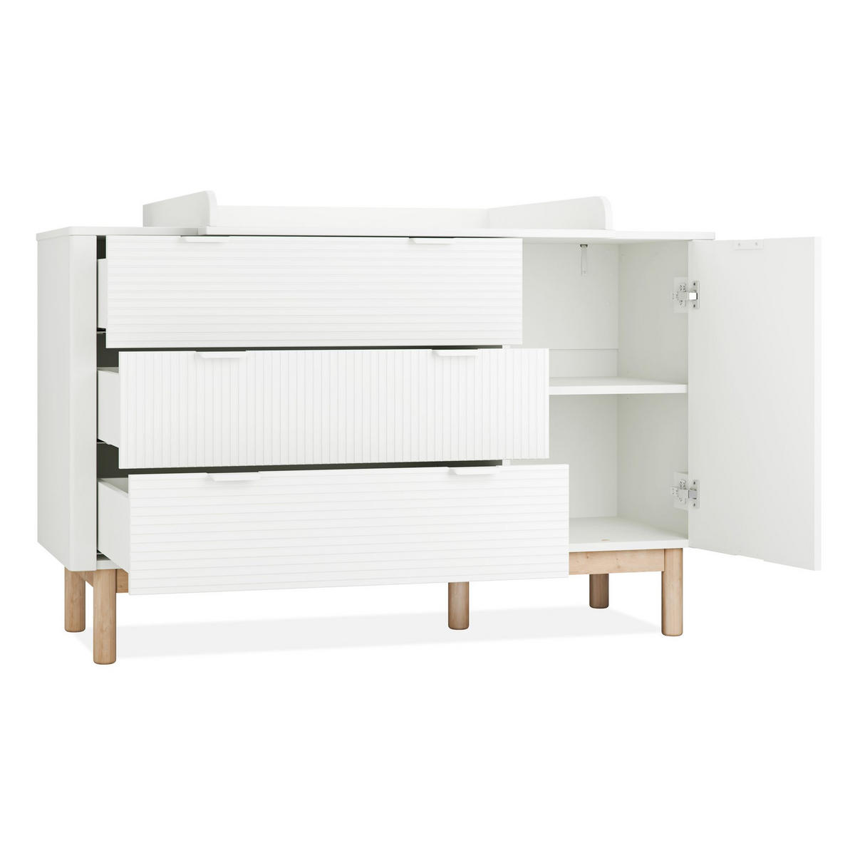 WICKELKOMMODE Kombikommode LOTTI - Weiß, Holz (145/91/53cm) - KONSIMO®
