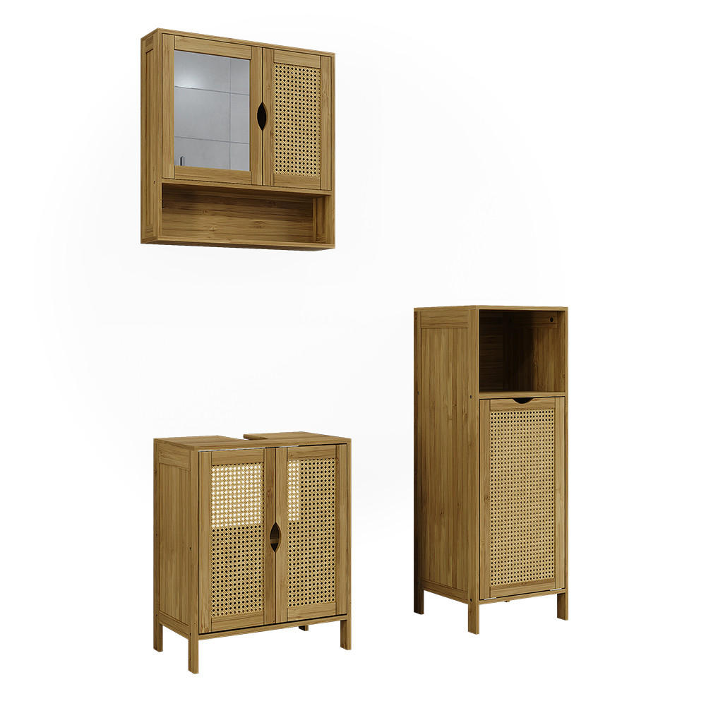 BADMÖBEL-SET Liora, bambu, 3 delar Naturfärgad 60/50/29 cm